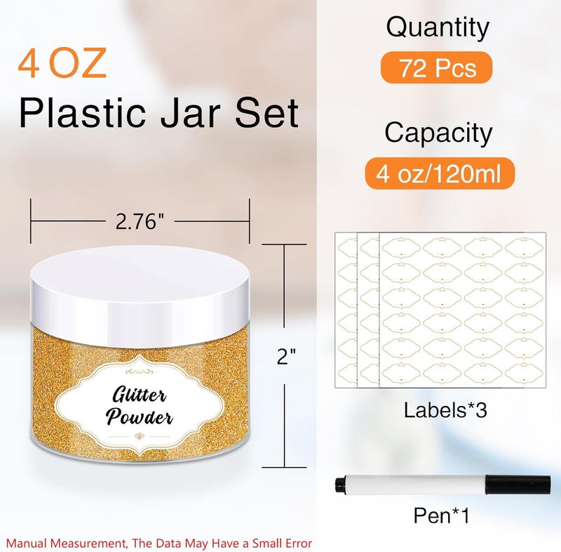 PeacePeo 72 Pcs Plastic Jars, 4 OZ Plastic Jars with White Lids Round Clear Storage Containers Jar Leak Proof Slime Containers with Lids for Travel Refillable Slime Storage Jar for Beauty Product - Image 2